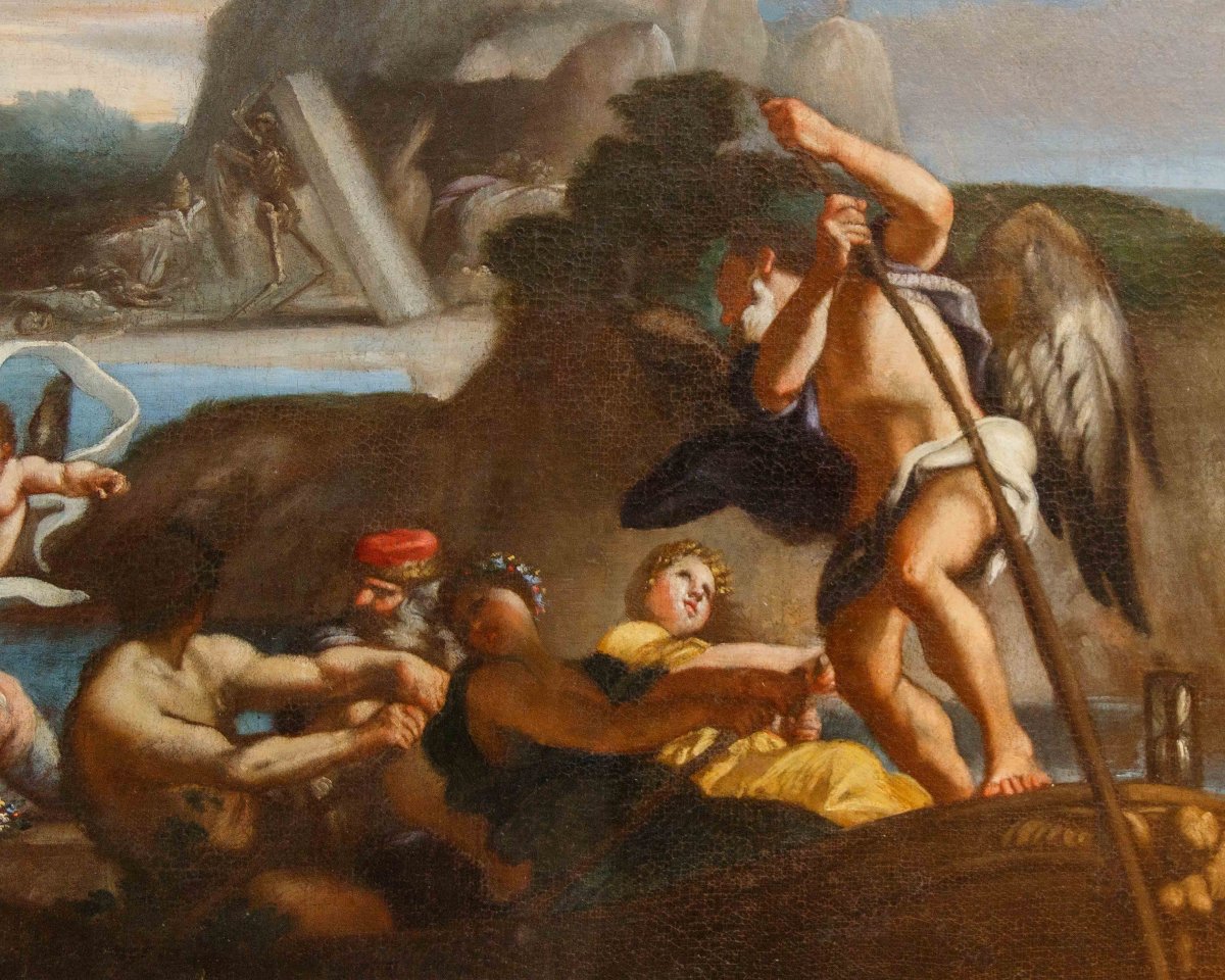 Scuola napoletana, XVII secolo,  Caronte traghetta le anime-photo-3