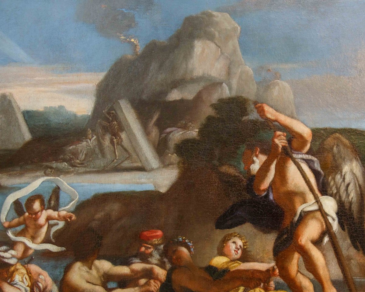 Scuola napoletana, XVII secolo,  Caronte traghetta le anime-photo-8