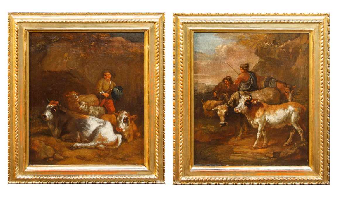 Francesco Londonio (Milano, 1723 -1783), Paesaggi con pastori e armenti