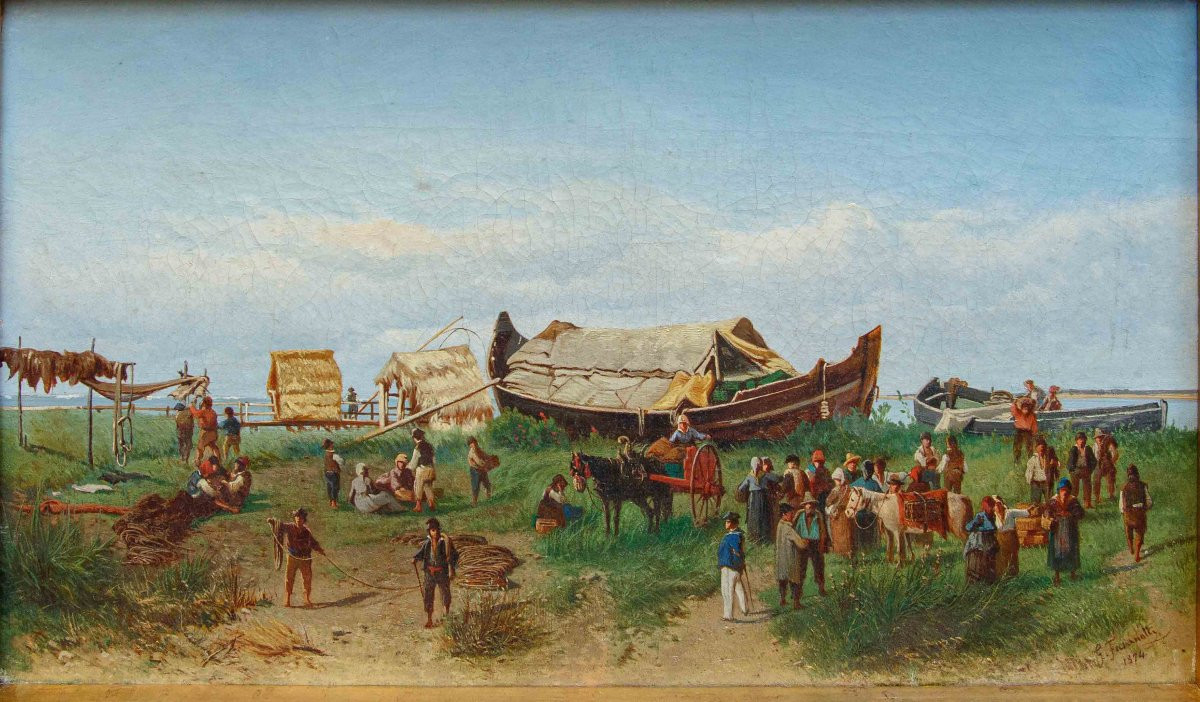 Gaetano Fasanotti (Milano, 1831 – 1882), Il ritorno dalla pesca-photo-3