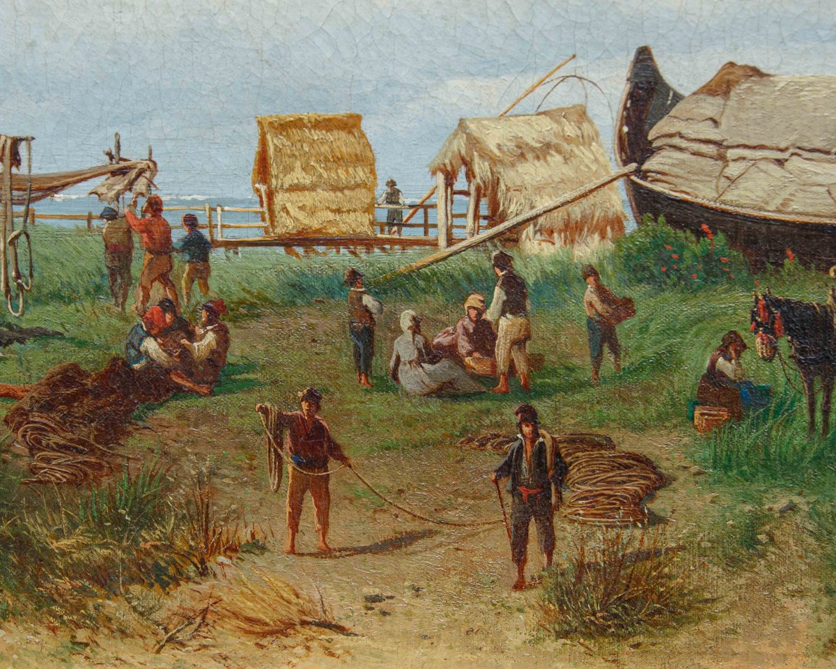 Gaetano Fasanotti (Milano, 1831 – 1882), Il ritorno dalla pesca-photo-6