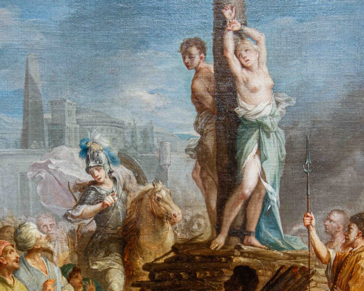 Bottega di Giacinto Diano, (Pozzuoli, 1731 - Napoli, 1803), Clorinda salva Olindo e Sofronia-photo-8