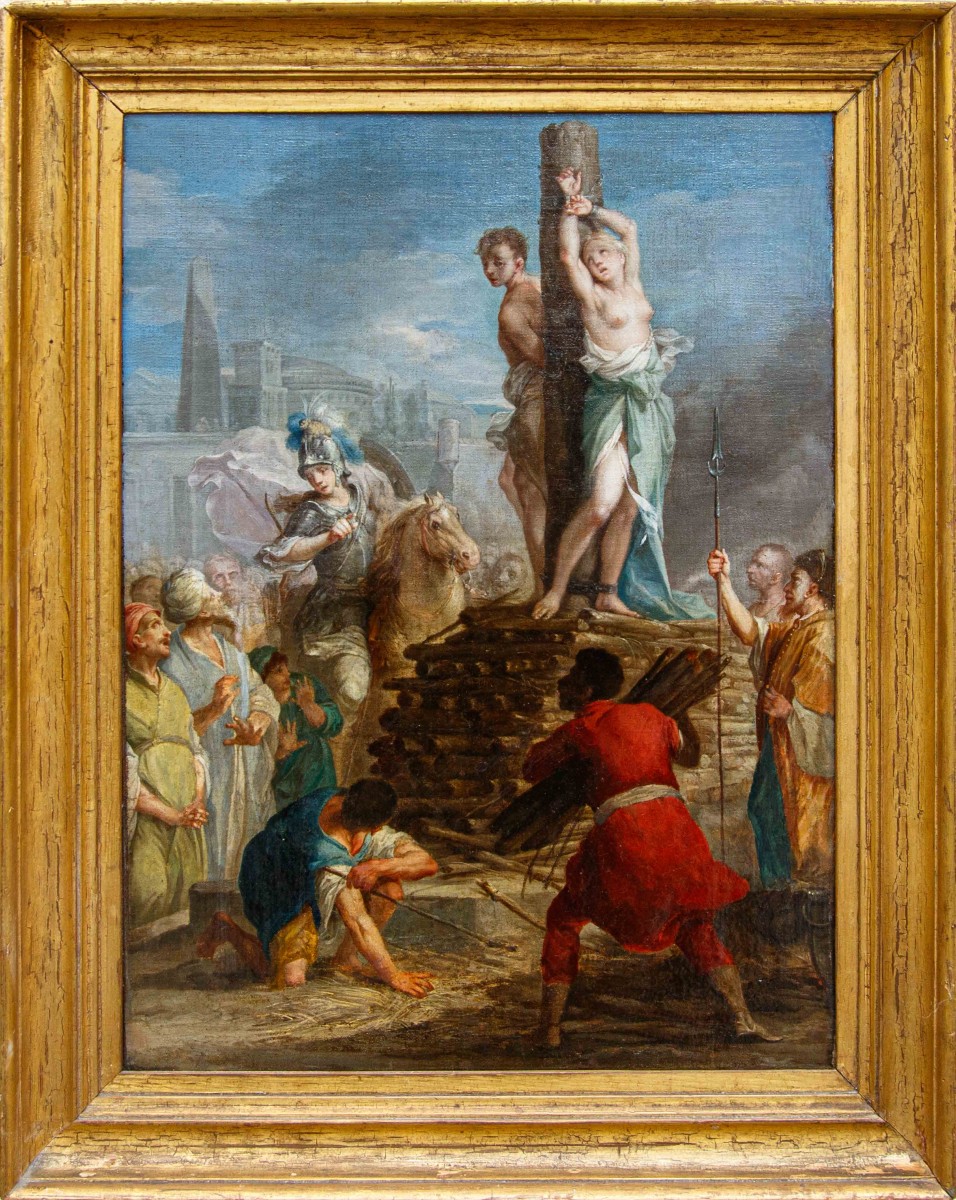 Bottega di Giacinto Diano, (Pozzuoli, 1731 - Napoli, 1803), Clorinda salva Olindo e Sofronia