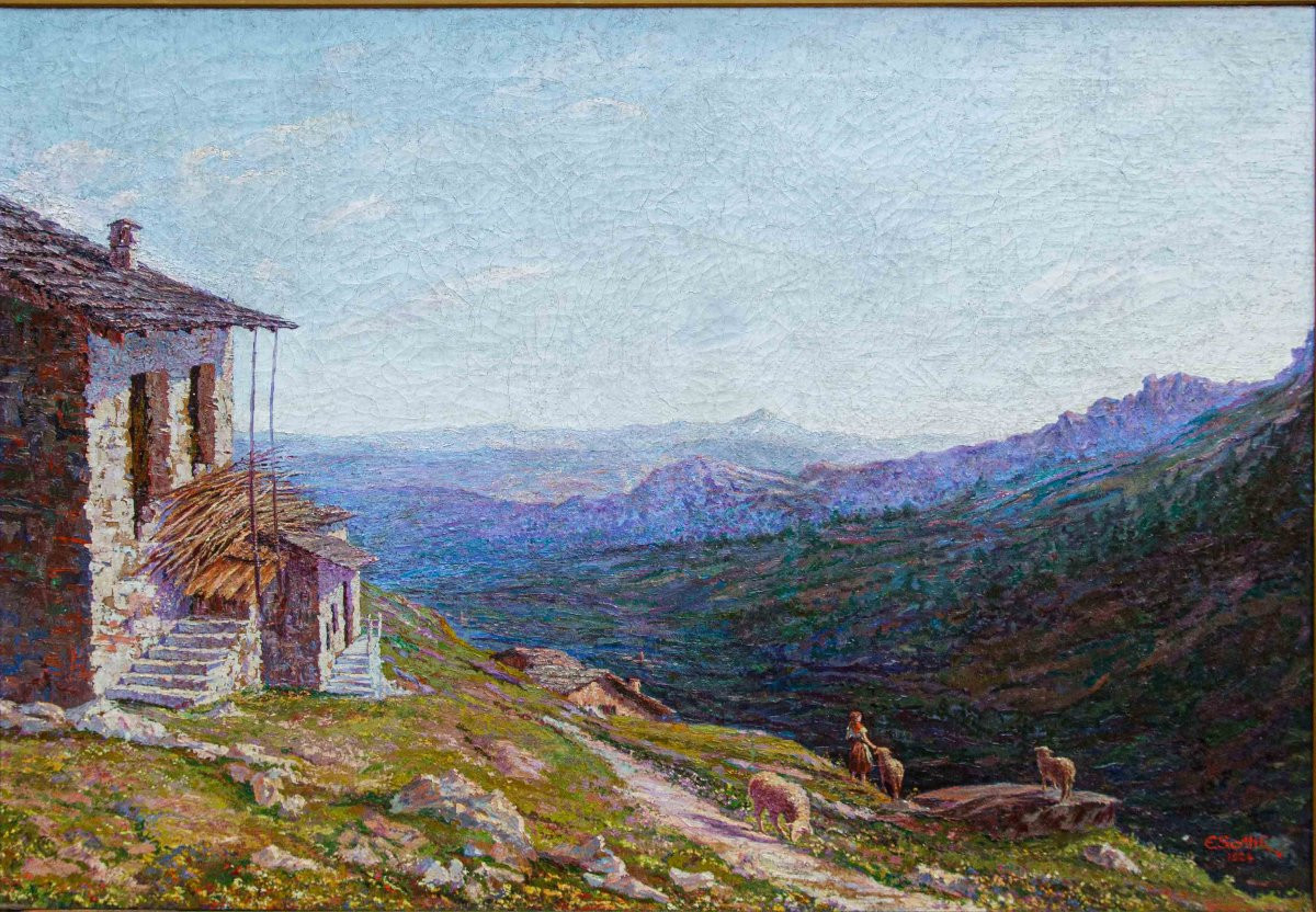 Enrico Sottili (Reggio Emilia, 1890 - Sala Comacina (CO), 1977), Vista sulla valle-photo-4