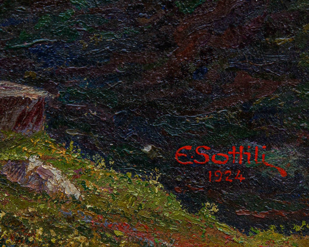 Enrico Sottili (Reggio Emilia, 1890 - Sala Comacina (CO), 1977), Vista sulla valle-photo-7