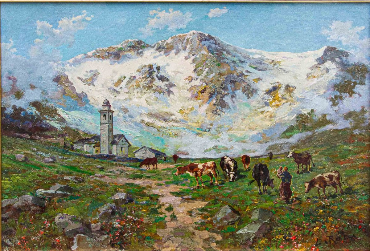 Leonardo Roda (Racconigi, 1878 – Torino, 1933), Paesaggio montano-photo-3