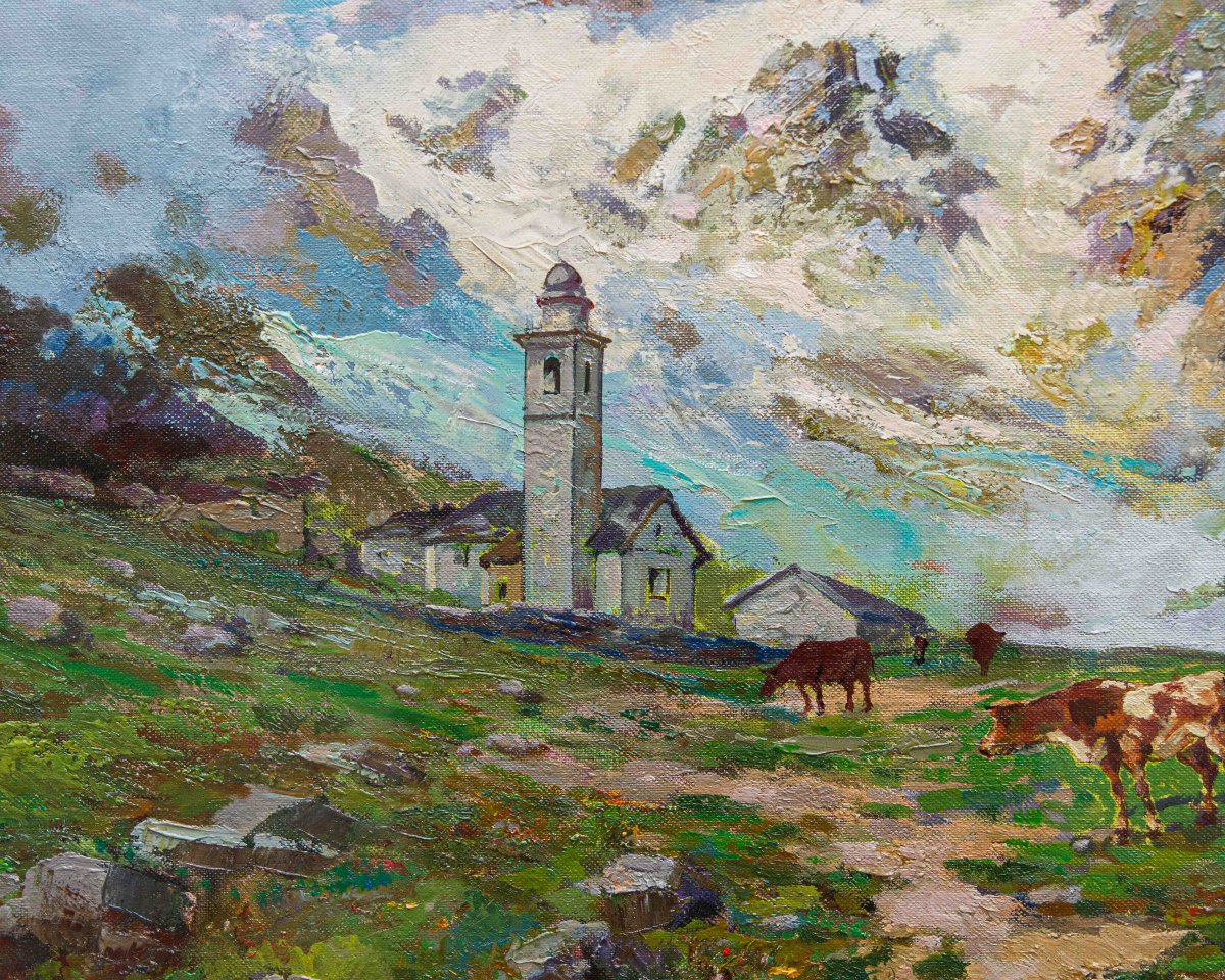 Leonardo Roda (Racconigi, 1878 – Torino, 1933), Paesaggio montano-photo-1