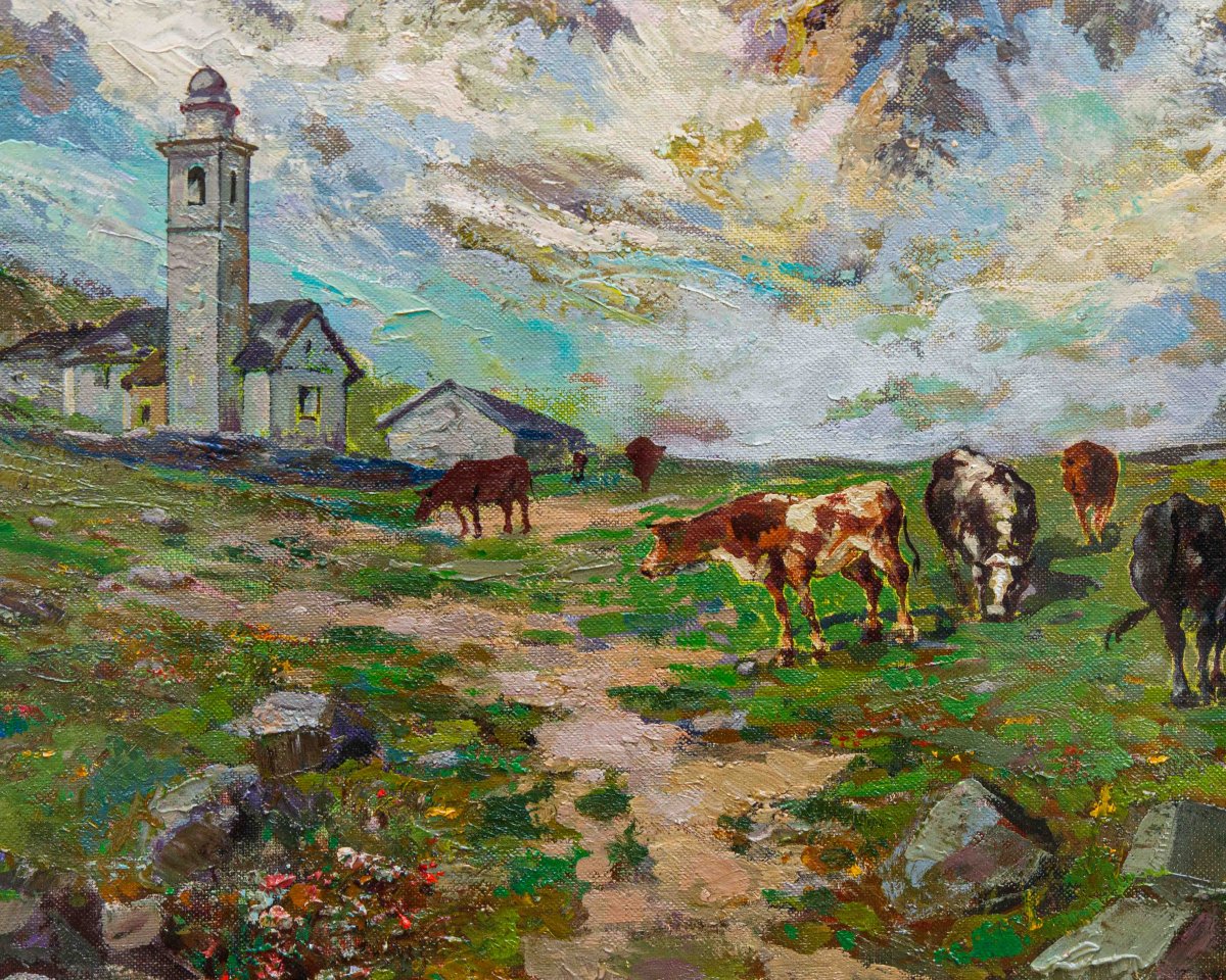 Leonardo Roda (Racconigi, 1878 – Torino, 1933), Paesaggio montano-photo-2