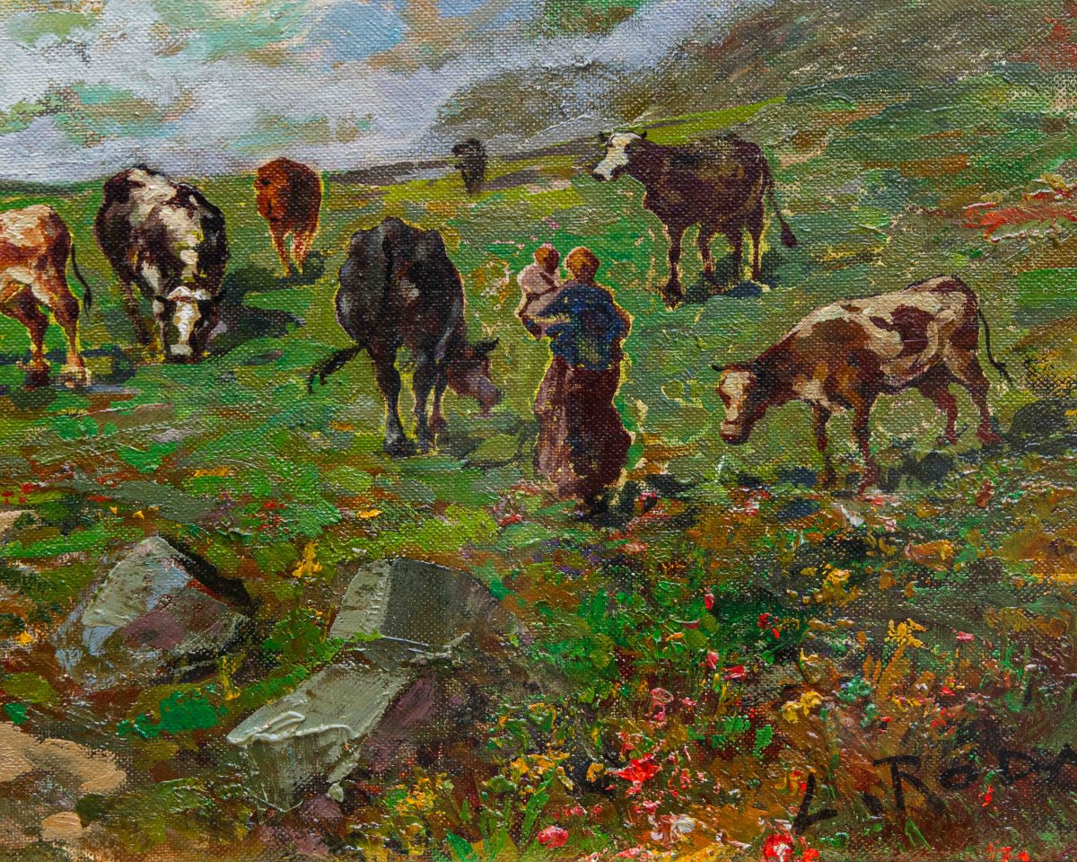 Leonardo Roda (Racconigi, 1878 – Torino, 1933), Paesaggio montano-photo-4