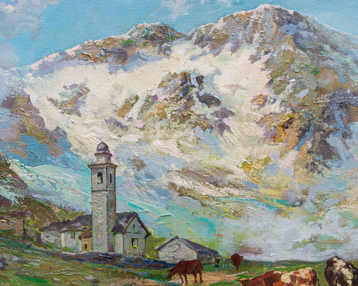 Leonardo Roda (Racconigi, 1878 – Torino, 1933), Paesaggio montano-photo-7