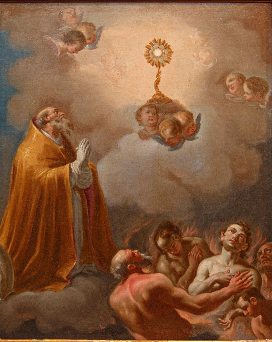 Giacinto Diano (attr.),  Santo Vescovo in adorazione del Santissimo Sacramento-photo-3