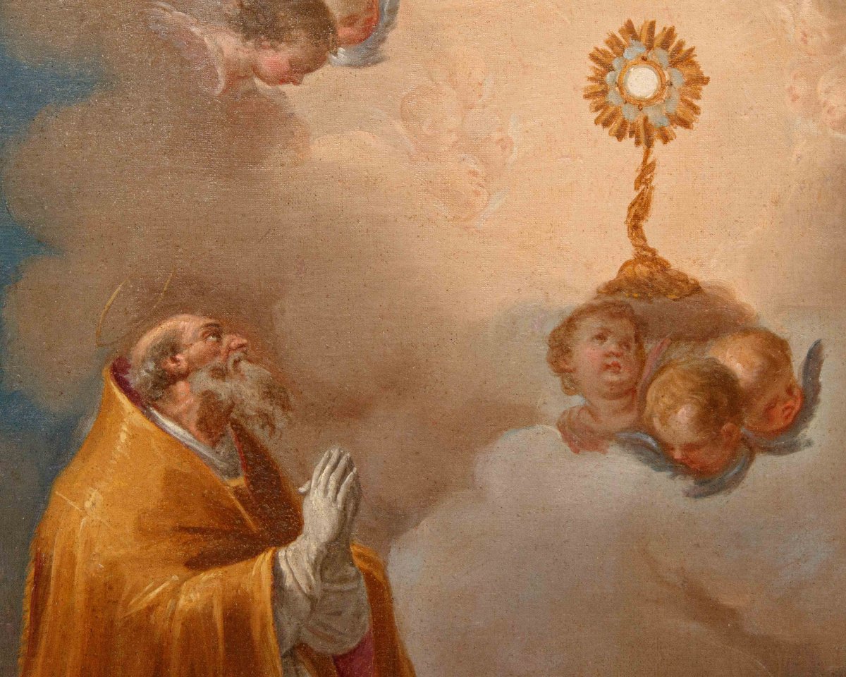 Giacinto Diano (attr.),  Santo Vescovo in adorazione del Santissimo Sacramento-photo-2