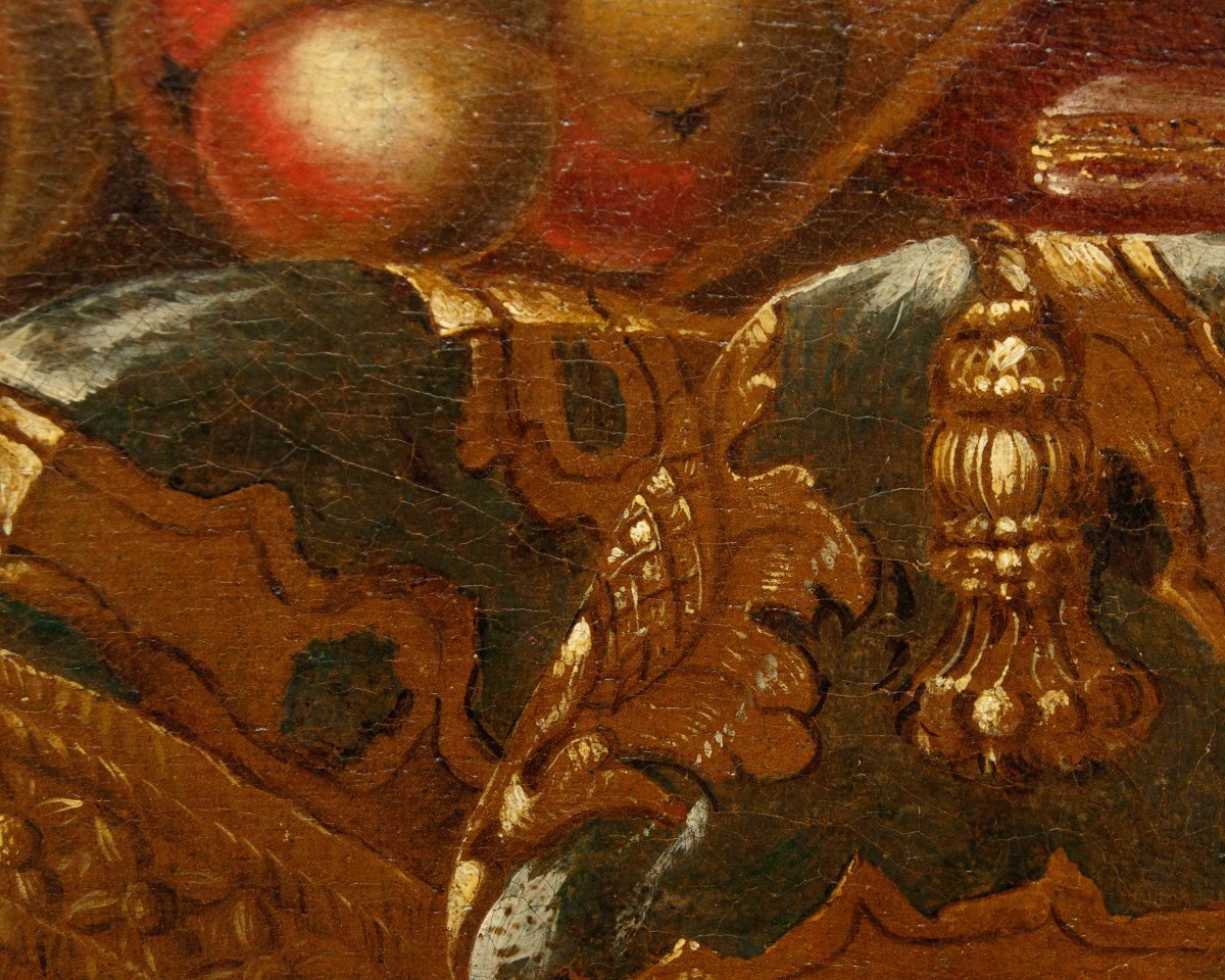 Scuola romana del secolo XVIII, Natura morta con fiori e frutta -photo-3