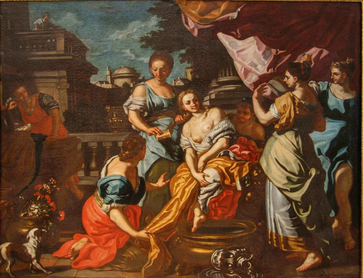 Bottega di Francesco Solimena, Betsabea al bagno-photo-2
