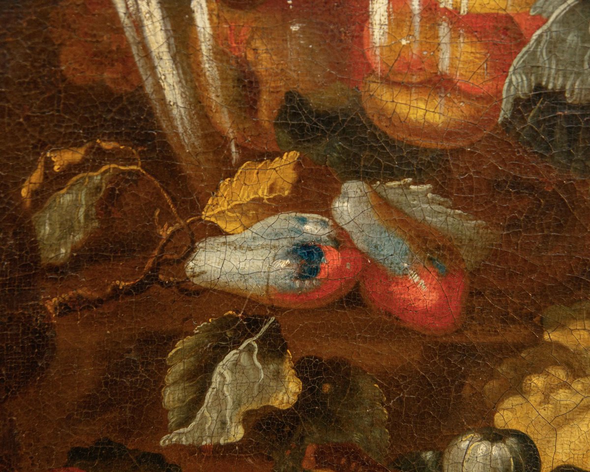 Bottega degli Spadino,  Natura morta con frutta, zucca e scimmia-photo-1