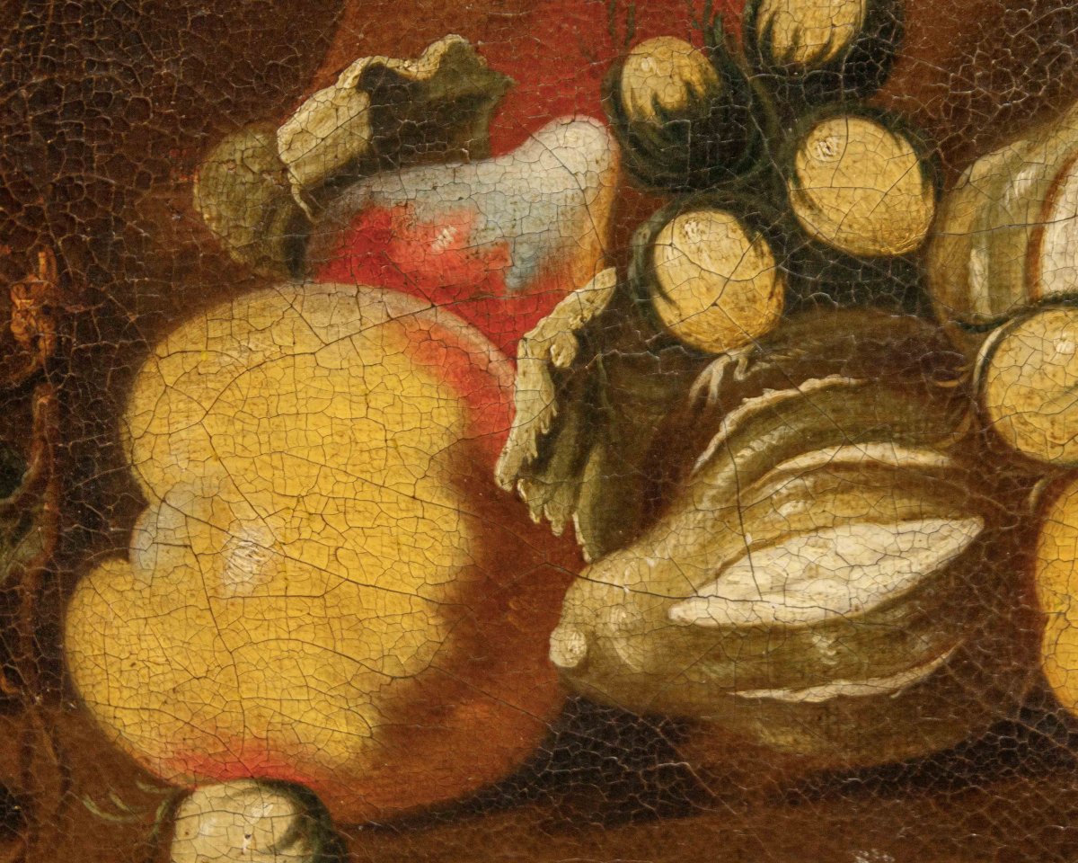 Bottega degli Spadino,  Natura morta con frutta, zucca e scimmia-photo-4