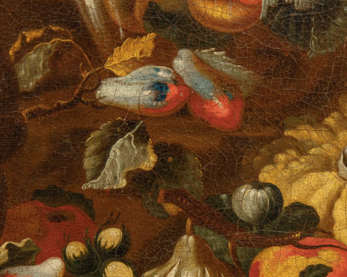 Bottega degli Spadino,  Natura morta con frutta, zucca e scimmia-photo-6