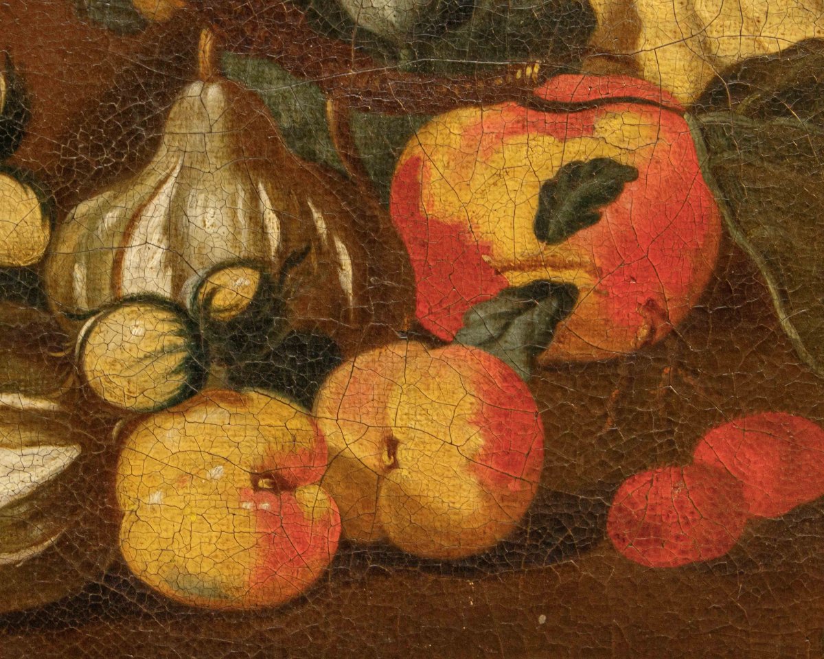 Bottega degli Spadino,  Natura morta con frutta, zucca e scimmia-photo-7