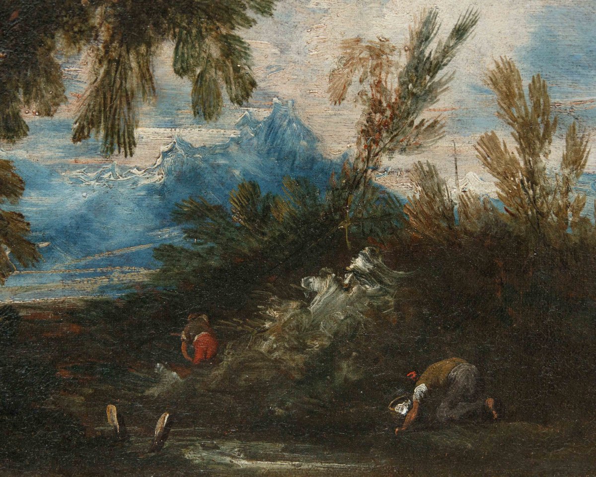 Bottega di Antonio Francesco Peruzzini (1643 o 1646 – 1724)  Paesaggio con figure-photo-4