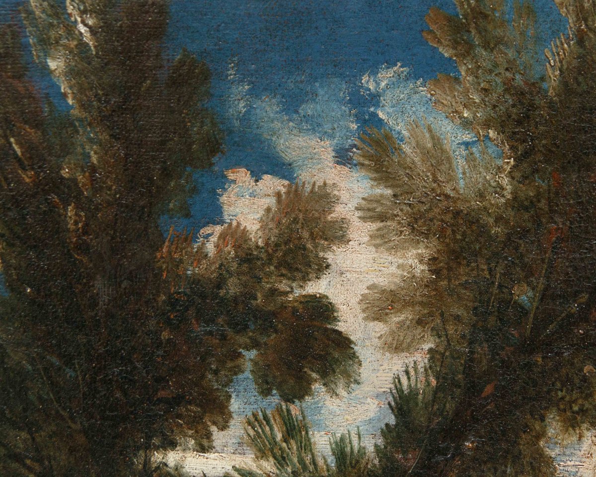 Bottega di Antonio Francesco Peruzzini (1643 o 1646 – 1724)  Paesaggio con figure-photo-5