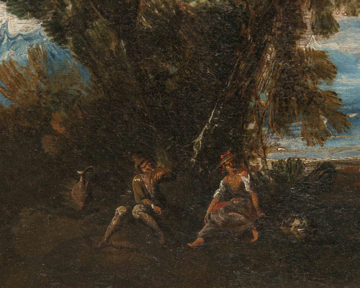 Bottega di Antonio Francesco Peruzzini (1643 o 1646 – 1724)  Paesaggio con figure-photo-6