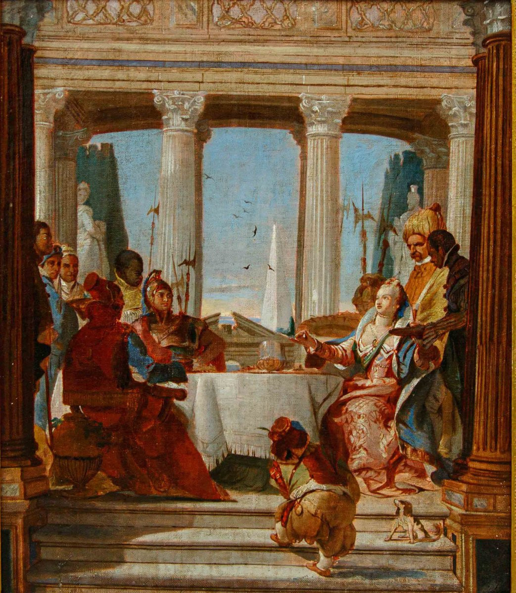 Seguace di Giambattista Tiepolo, XVIII secolo, Il banchetto di Cleopatra-photo-3