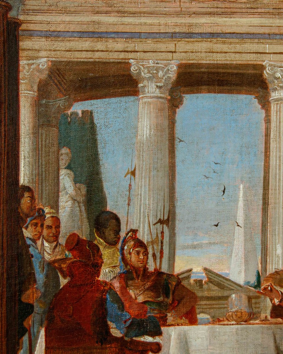 Seguace di Giambattista Tiepolo, XVIII secolo, Il banchetto di Cleopatra-photo-3