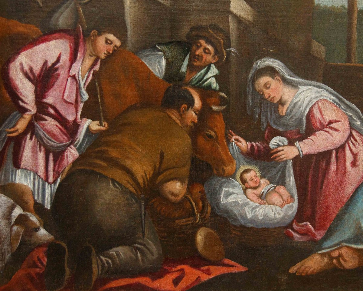 Bottega di Leandro del Ponte, detto Leandro Bassano (1557 – 1622)  Adorazione dei pastori-photo-3
