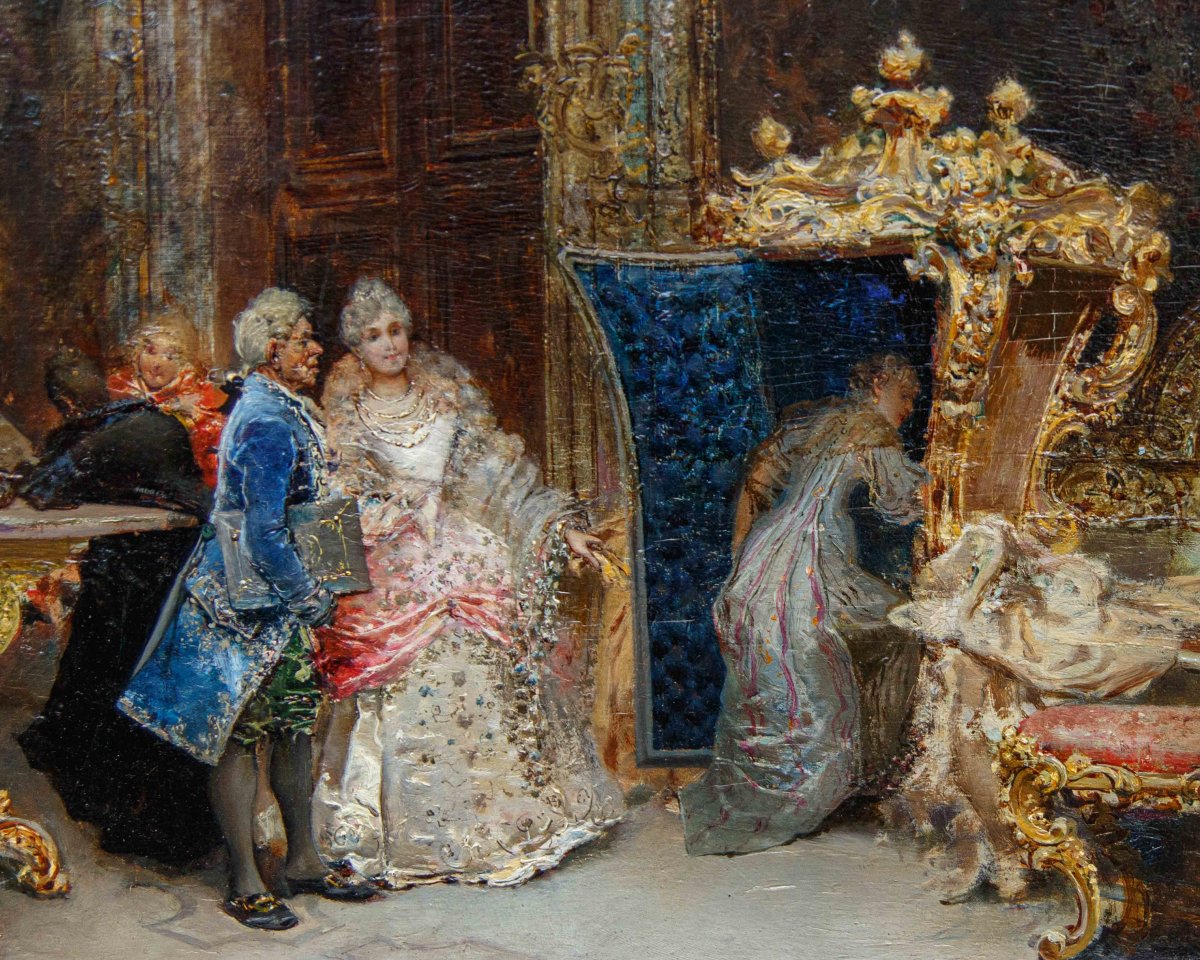 Sebastiano Guzzone (Militello, 1856 - Firenze, 1890), Interno con figure in costume, 1885-photo-2