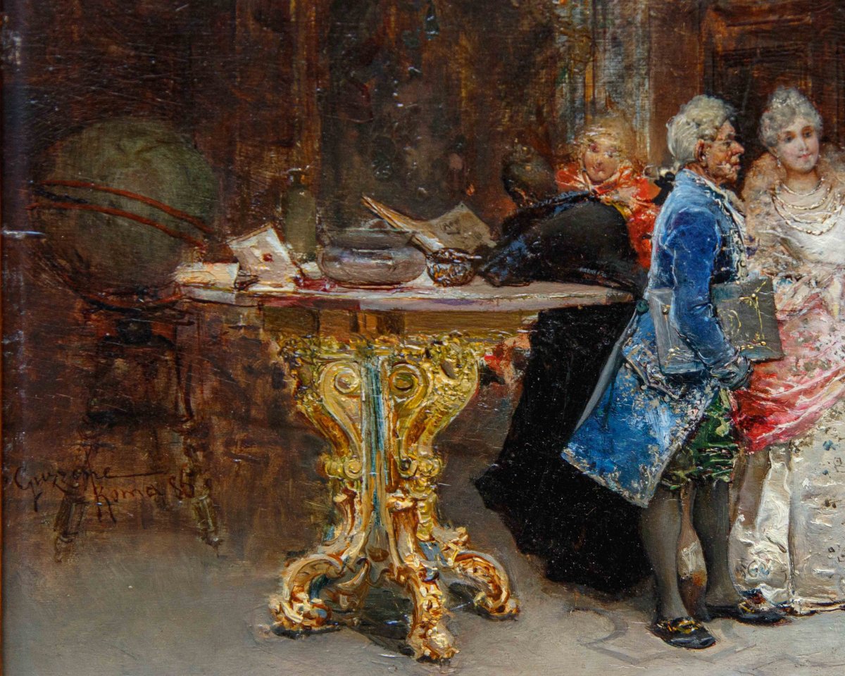 Sebastiano Guzzone (Militello, 1856 - Firenze, 1890), Interno con figure in costume, 1885-photo-3