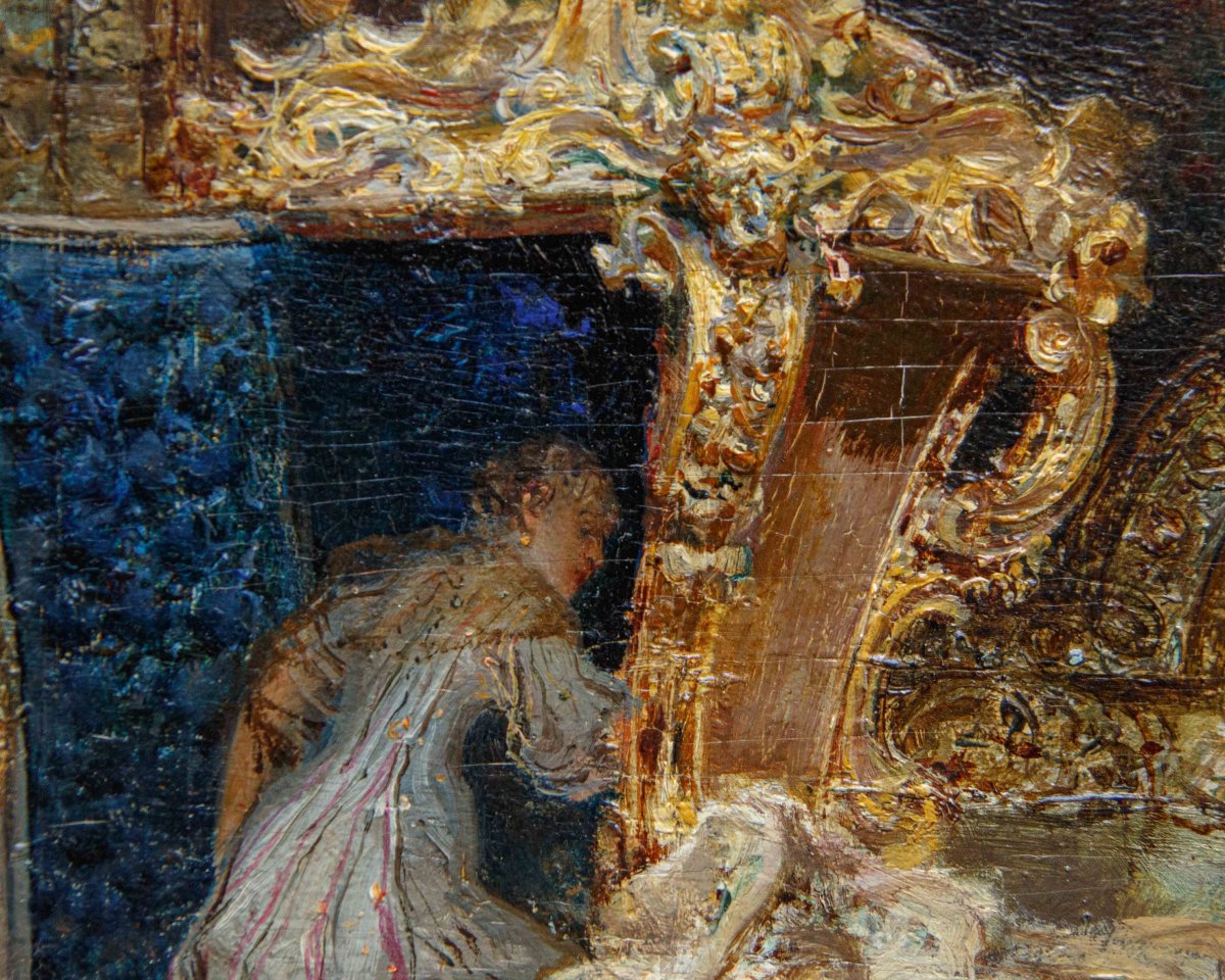 Sebastiano Guzzone (Militello, 1856 - Firenze, 1890), Interno con figure in costume, 1885-photo-7