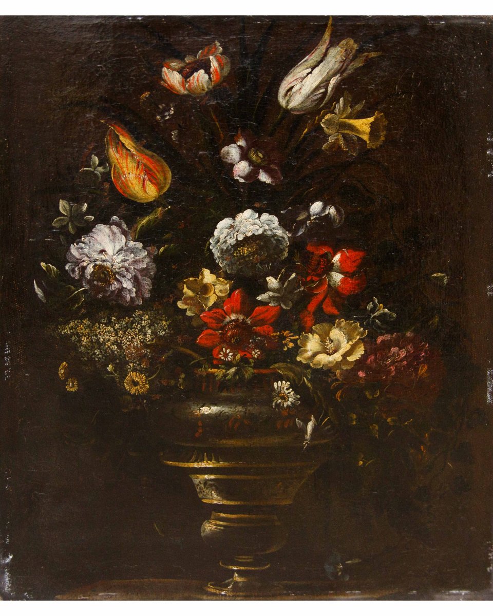 Cerchia di Mario dei Fiori (Roma 1603 – 1673), Coppia di Nature morte con vasi di fiori-photo-1