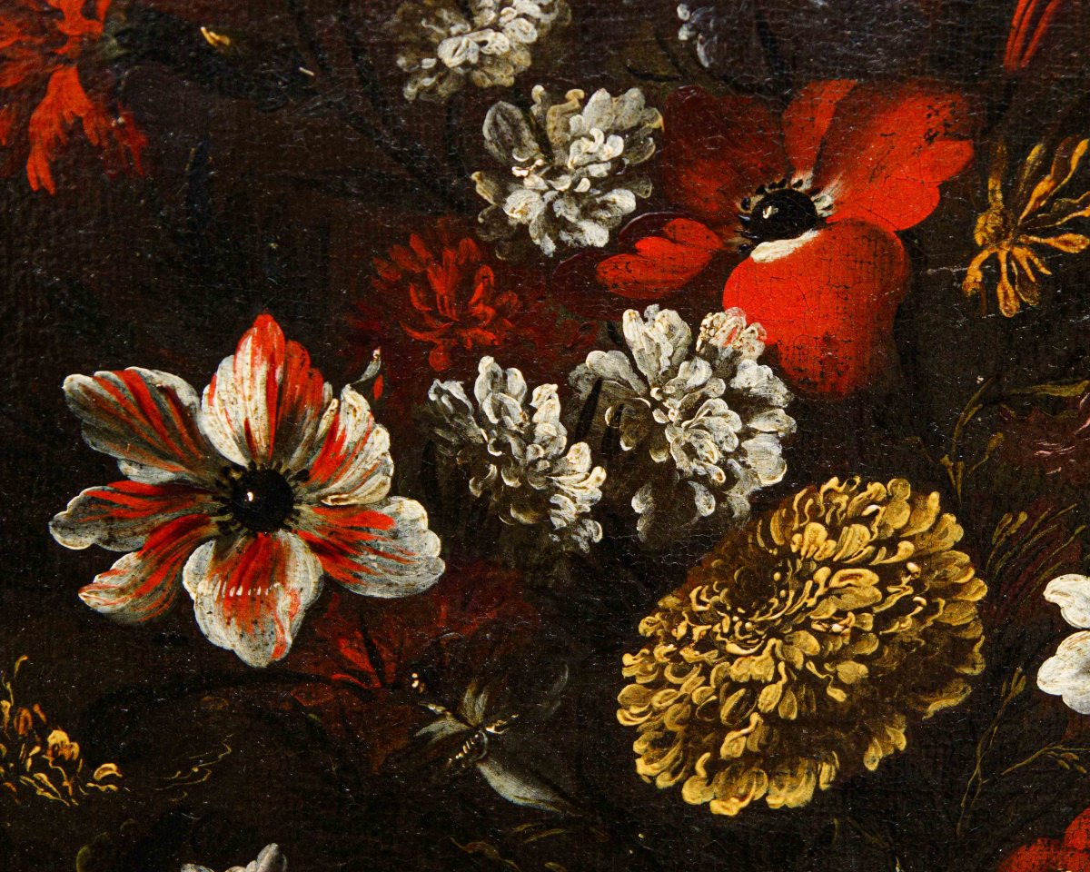 Cerchia di Mario dei Fiori (Roma 1603 – 1673), Coppia di Nature morte con vasi di fiori-photo-5