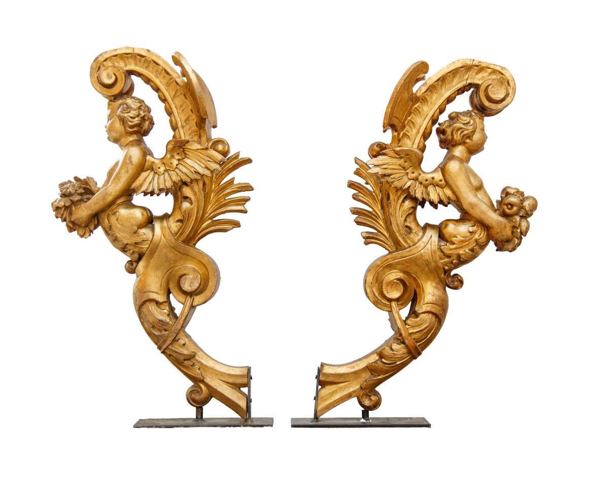 XIX secolo, Coppia di cariatidi con putti-photo-4