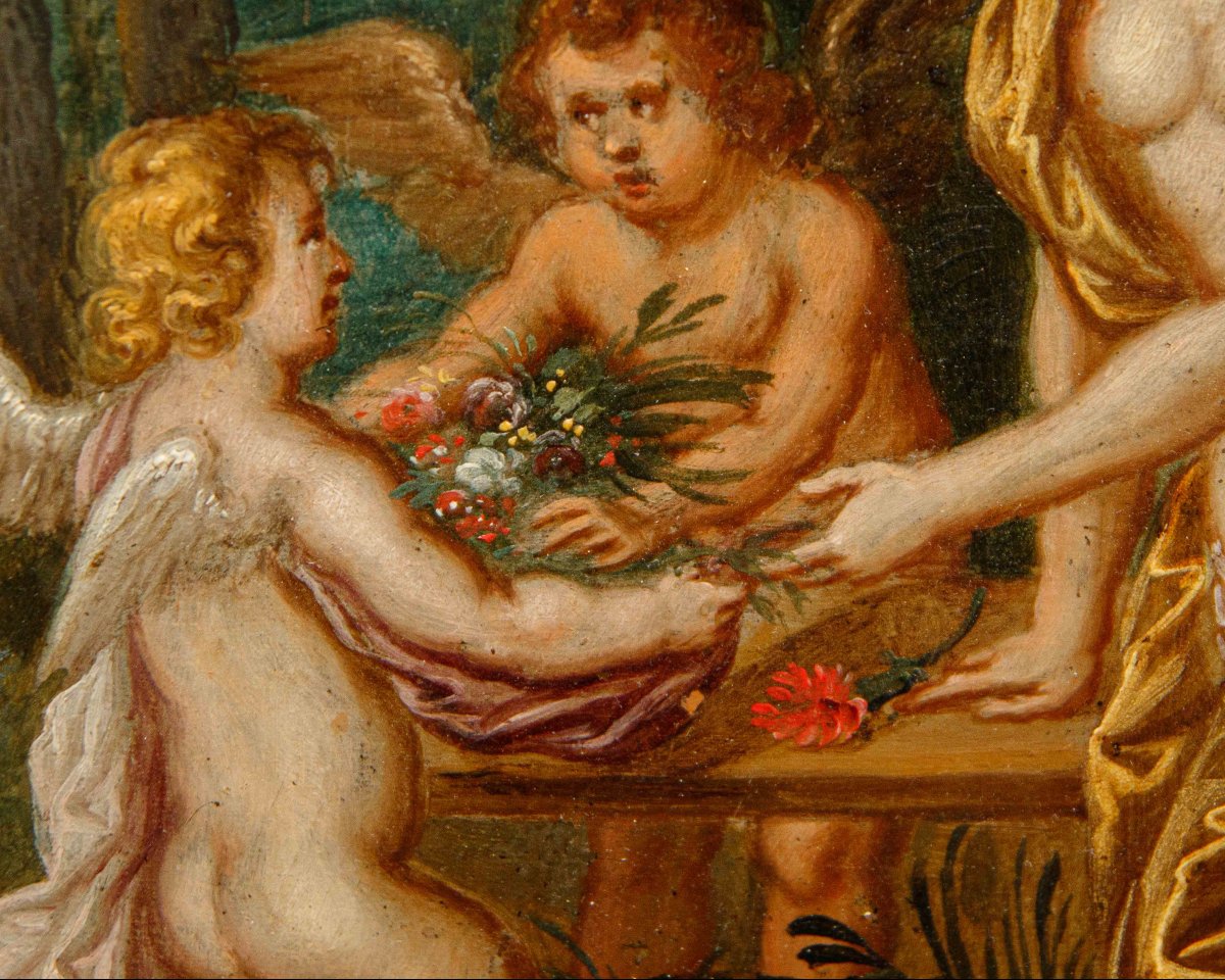 Bottega di Jan Brueghel il Giovaneì e Bottega di Hendrick van Balen, Flora e putti-photo-1