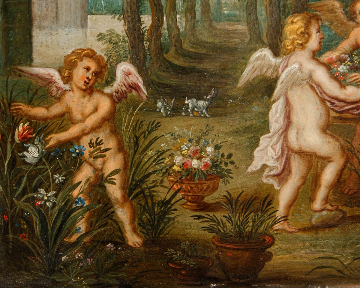 Bottega di Jan Brueghel il Giovaneì e Bottega di Hendrick van Balen, Flora e putti-photo-3