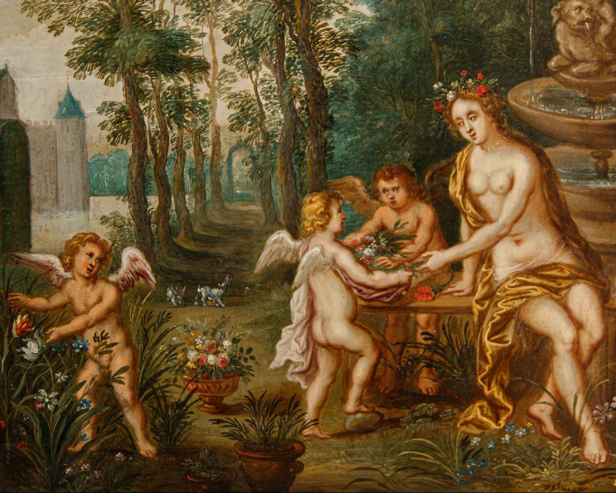 Bottega di Jan Brueghel il Giovaneì e Bottega di Hendrick van Balen, Flora e putti-photo-6