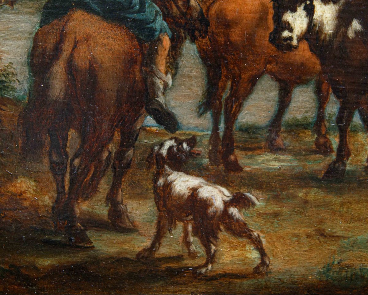 Christian Reder (Lipsia, 1656 – Roma, 1726) bottega di,  Coppia di scene agresti-photo-6