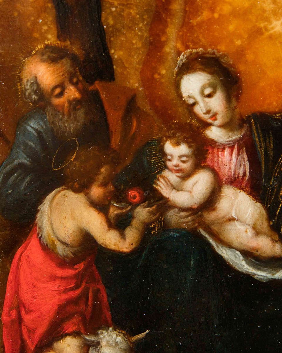 Scuola romana del XVII secolo, Sacra famiglia con San Giovannino-photo-1