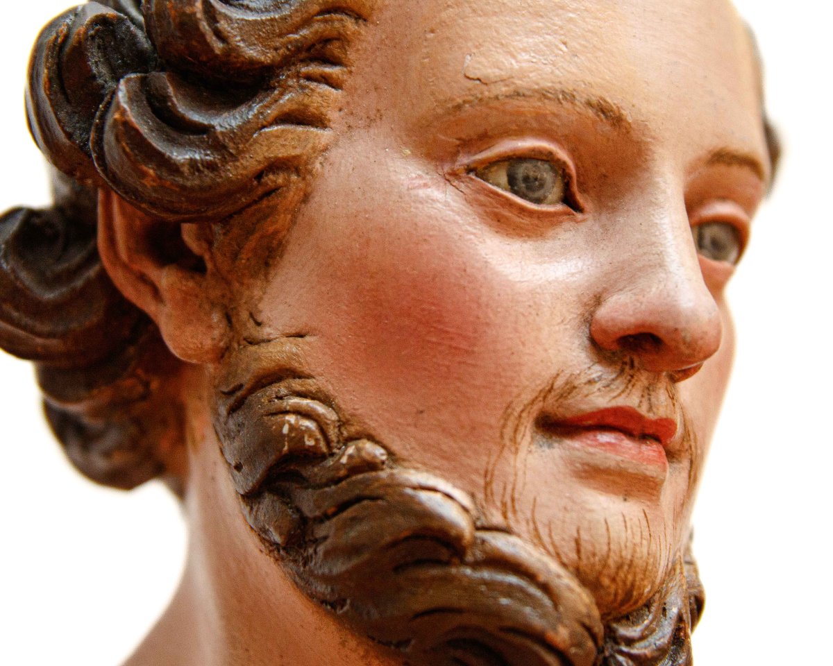 Manifattura napoletana, secolo XVIII, Due teste di figure presepiali-photo-3