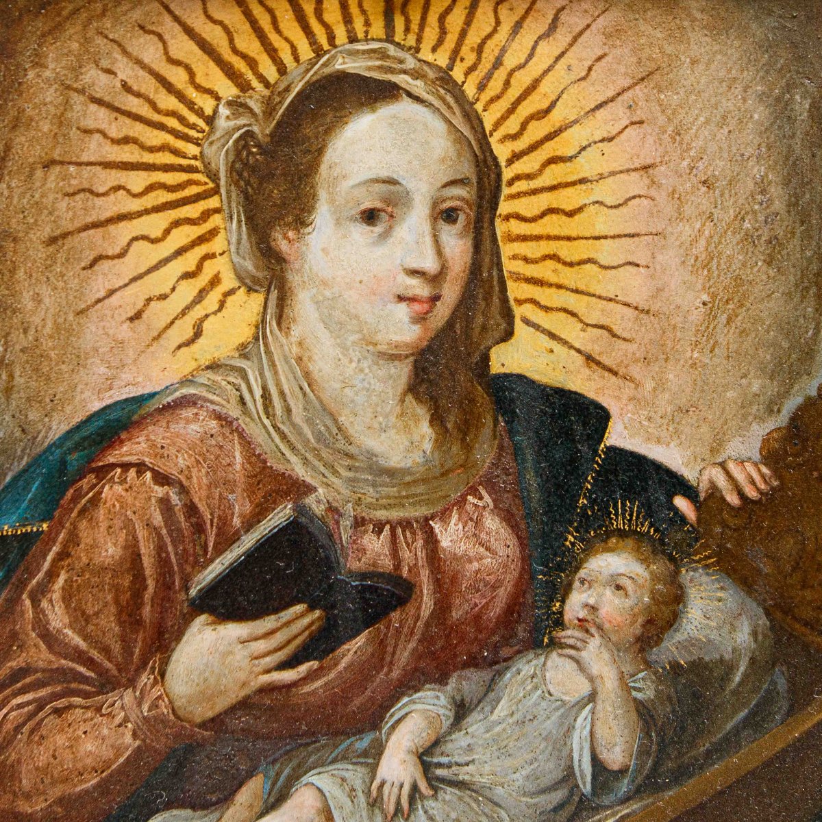 Scuola ispano-fiamminga di XVII secolo, Madonna con il Bambino-photo-1