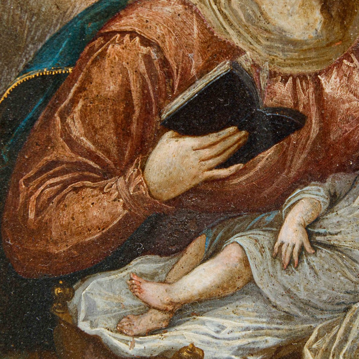 Scuola ispano-fiamminga di XVII secolo, Madonna con il Bambino-photo-5