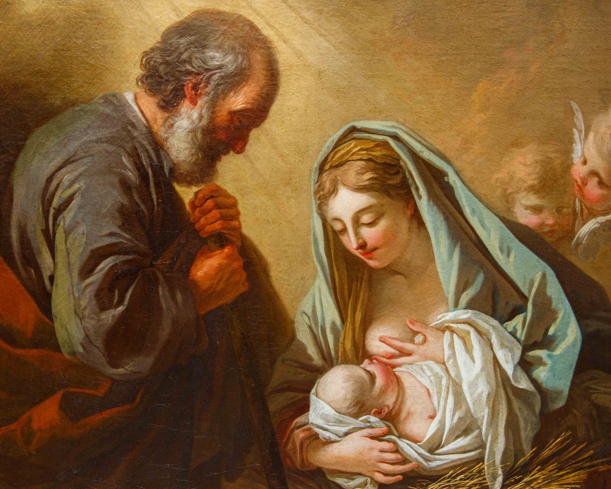 Pittore veneto della prima metà del XVIII secolo, Madonna del latte e San Giuseppe-photo-2