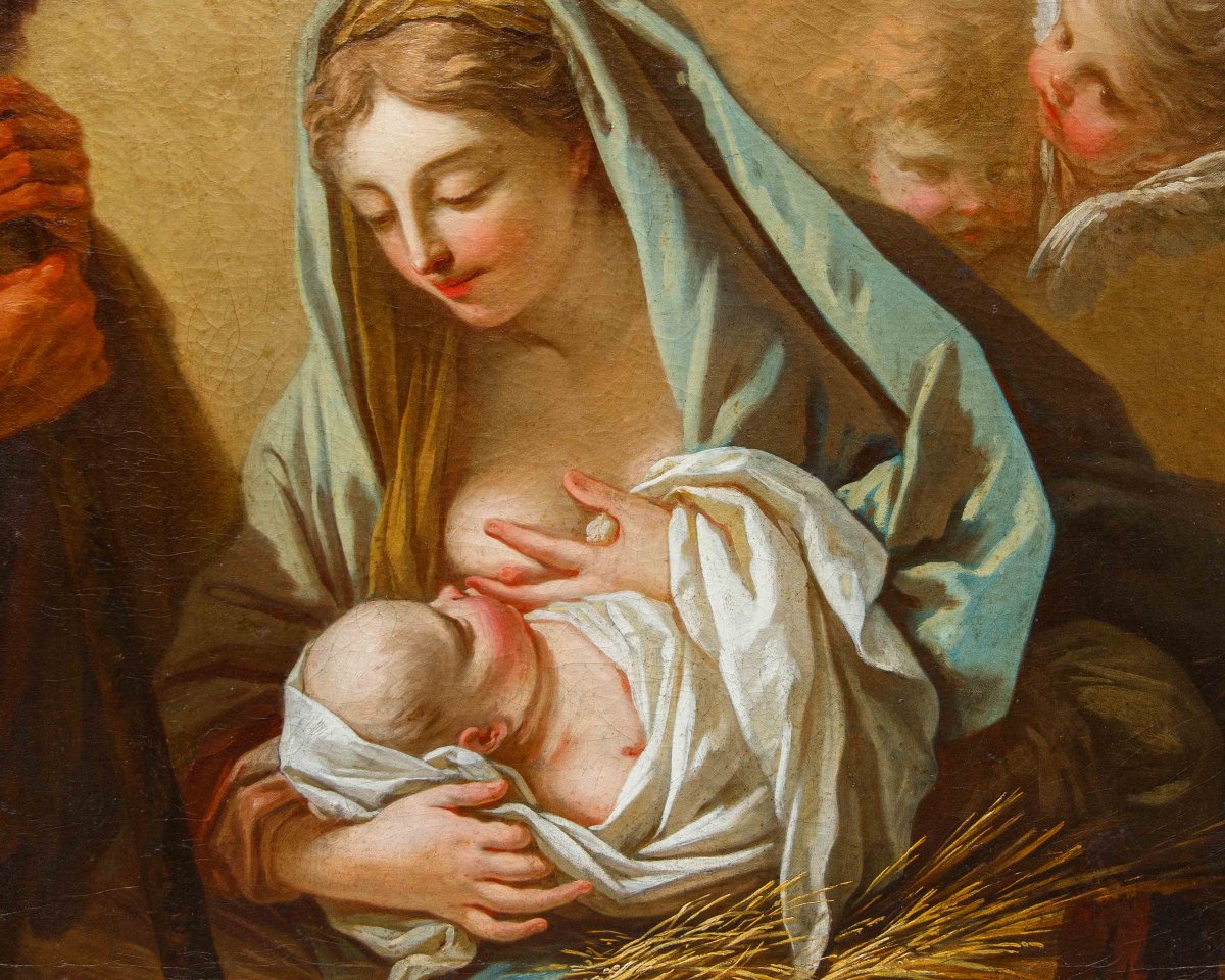 Pittore veneto della prima metà del XVIII secolo, Madonna del latte e San Giuseppe-photo-1