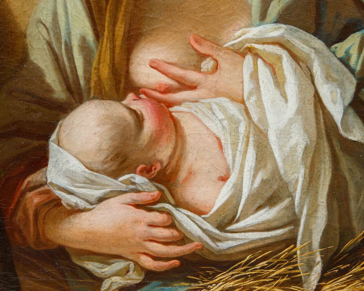 Pittore veneto della prima metà del XVIII secolo, Madonna del latte e San Giuseppe-photo-5