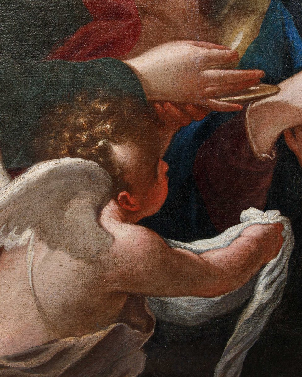 Scuola emiliana della metà del XVII secolo, La Vergine riceve l’Eucarestia da San Giovanni-photo-1