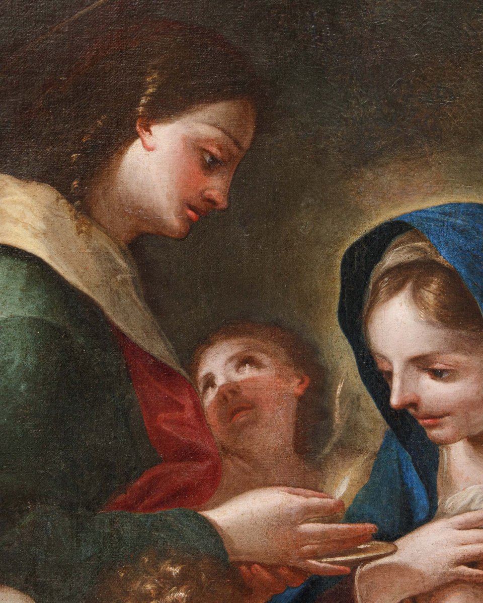 Scuola emiliana della metà del XVII secolo, La Vergine riceve l’Eucarestia da San Giovanni-photo-2