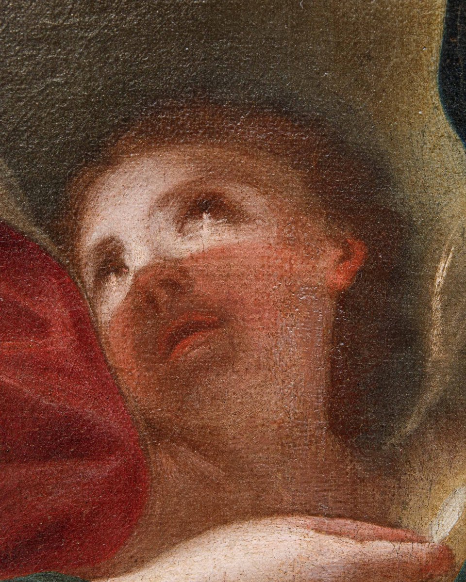 Scuola emiliana della metà del XVII secolo, La Vergine riceve l’Eucarestia da San Giovanni-photo-3