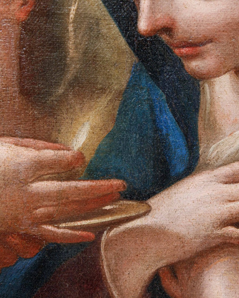 Scuola emiliana della metà del XVII secolo, La Vergine riceve l’Eucarestia da San Giovanni-photo-4