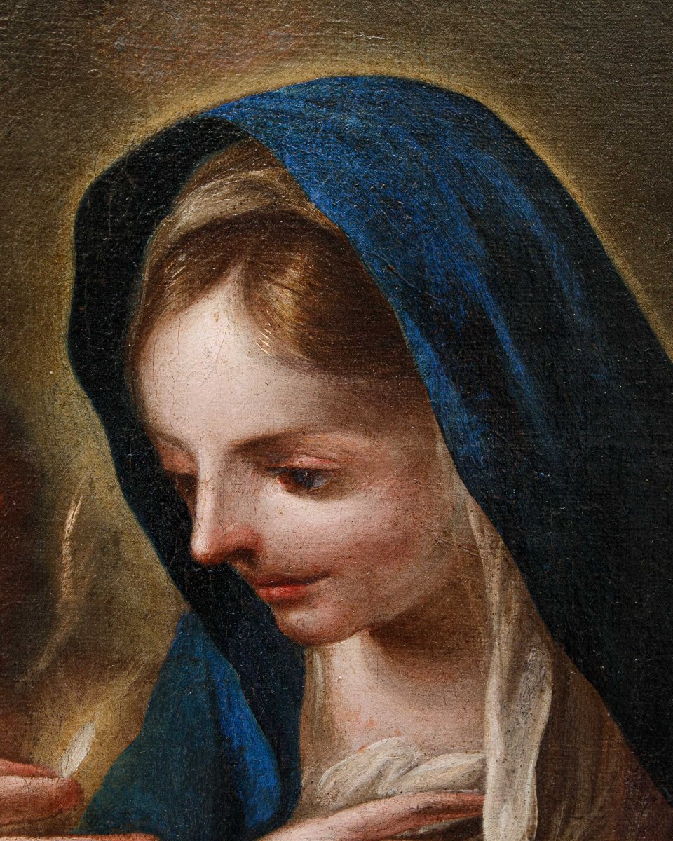 Scuola emiliana della metà del XVII secolo, La Vergine riceve l’Eucarestia da San Giovanni-photo-5